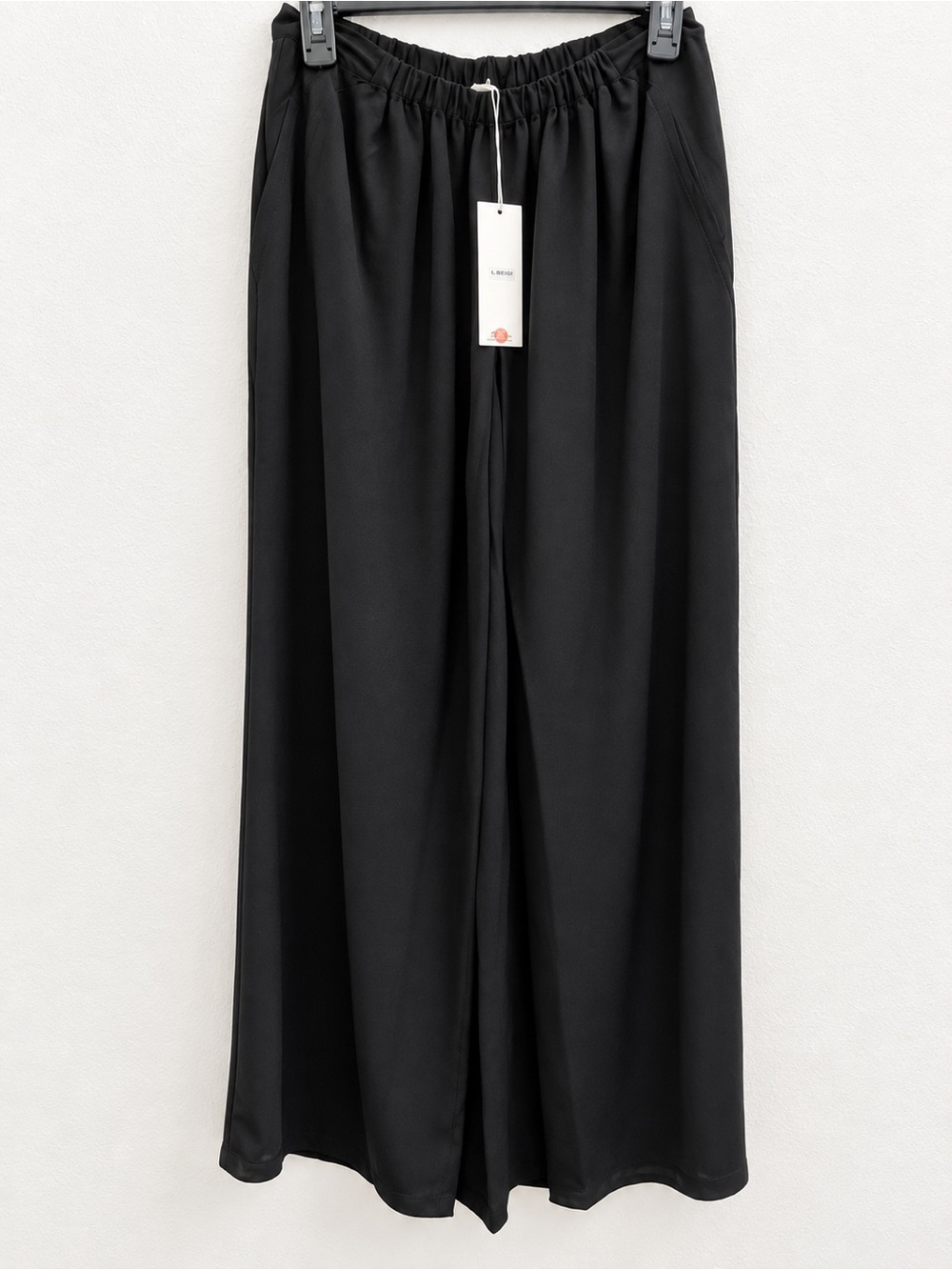 Women's Wide-Leg Elastic Waist Pants - Black